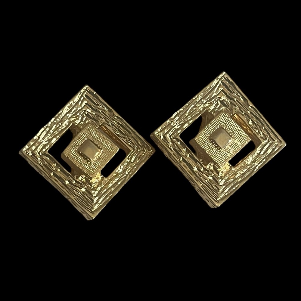 Gold Geometric Square Earrings